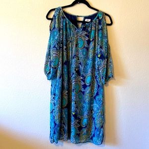 CATO Aqua Paisley Key Hole Sheath Dress